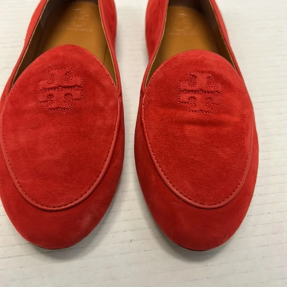 Tory Burch suede red loafers
